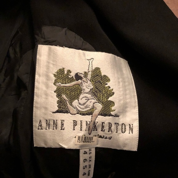 VTG Anne Pinkerton Black Long Cinched Waist Open Neck Vest 80s Retro - Picture 4 of 8